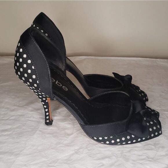 Vintage Bebe polka dot stiletto heels - Picture 2 of 10